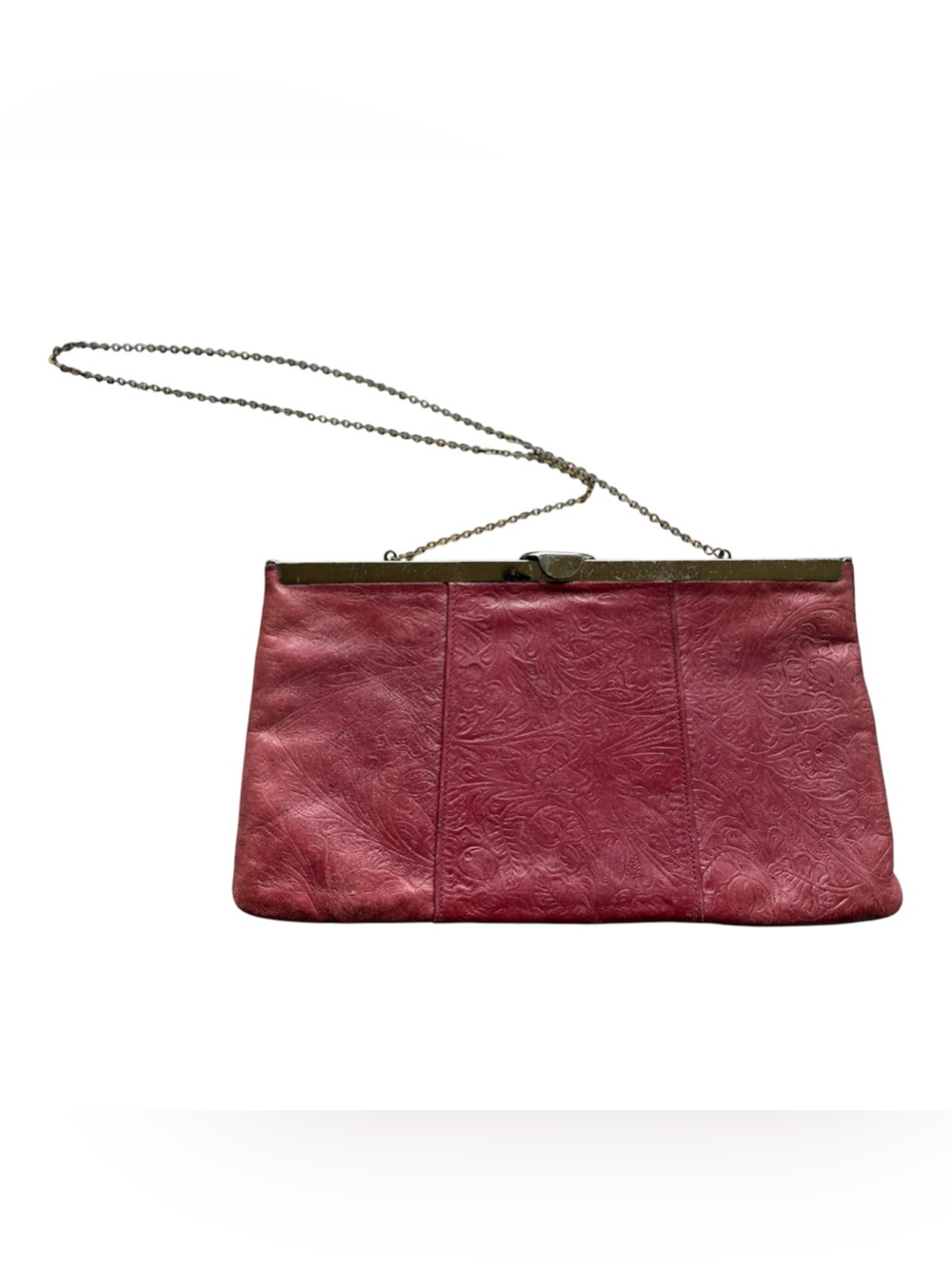 Vintage Maroon Leather Clutch